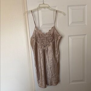 Satin Lace Chemise in Tan